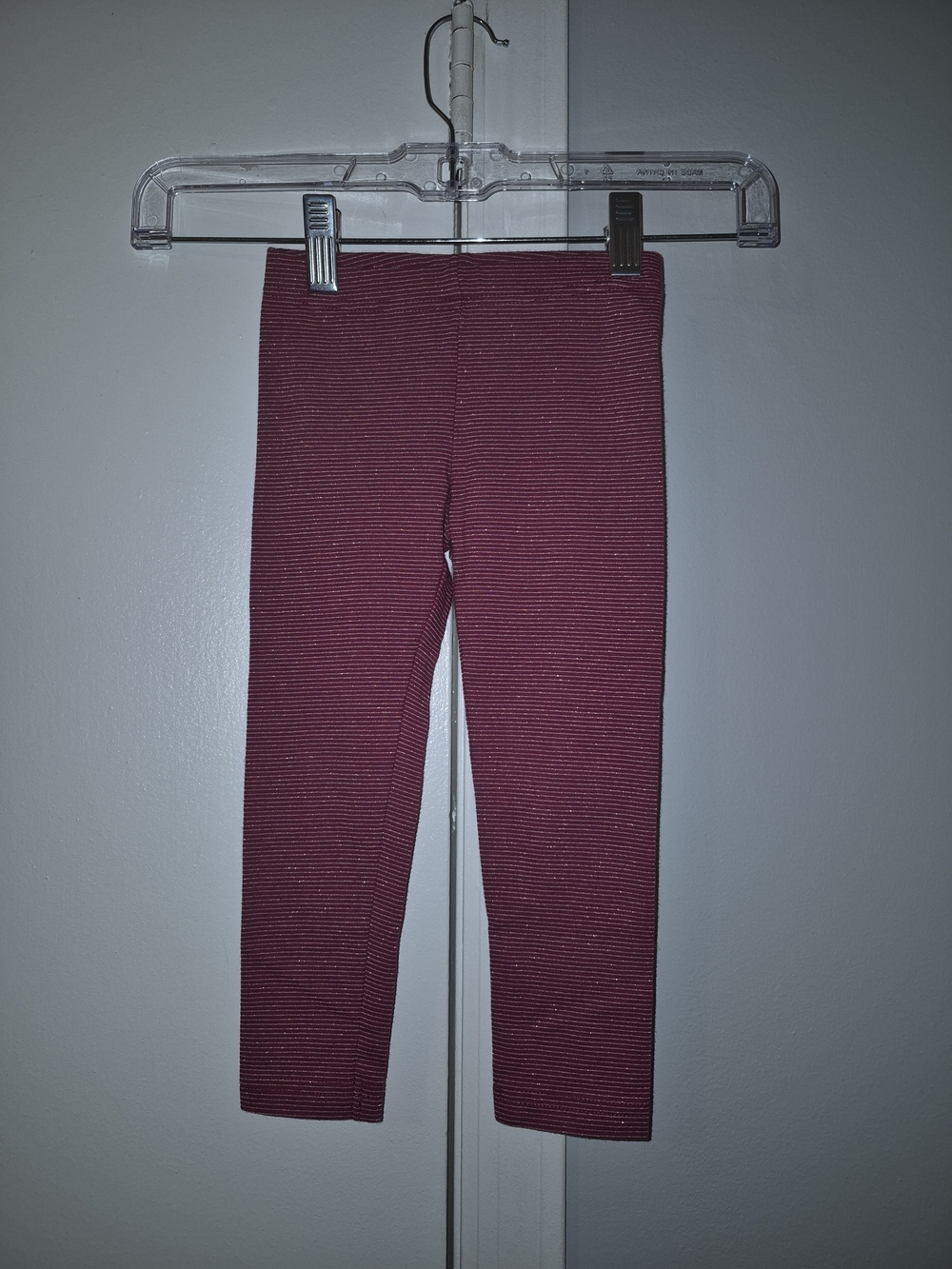 Carter's 3T Ribbed Maroon & Gold Sparkle Kids Leggings